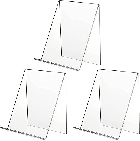 Aieraczy Buchständer, 3 Stück Buchhalter, Buchaufsteller Acryl Ständer, Prospektständer, Bücherständer, Buchstütze Plexiglas Aufsteller, Kochbuchhalter für Bilderständer, Bücher Zubehör, Flyers