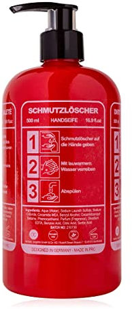 Sapone per le mani Accentra DIRT EXTINGUISHER in flacone stile estintore, sapone per le mani da 500 ml in dispenser a pompa, sapone liquido, fragranza Musk