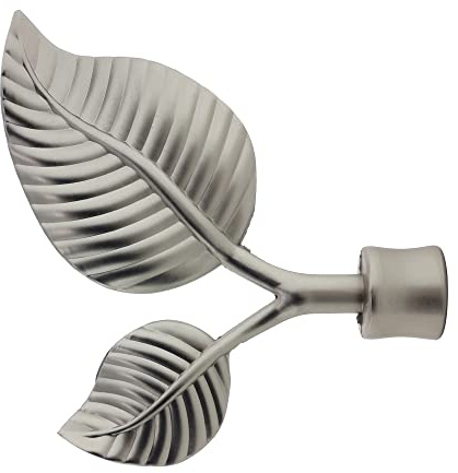 GIRASOLE HOME® Doppeltes Blatt für Gardinenstange mit einem Durchmesser von 18 – 20 mm, 2 Stück aus Aluminium (satiniertes Nickel)