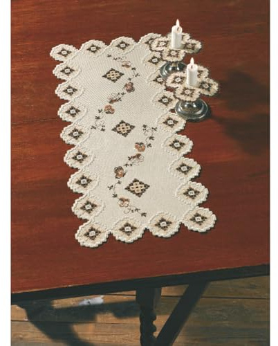 Permin Hardanger Tischläufer Stickpackung Hardanger Beige Zählmuster