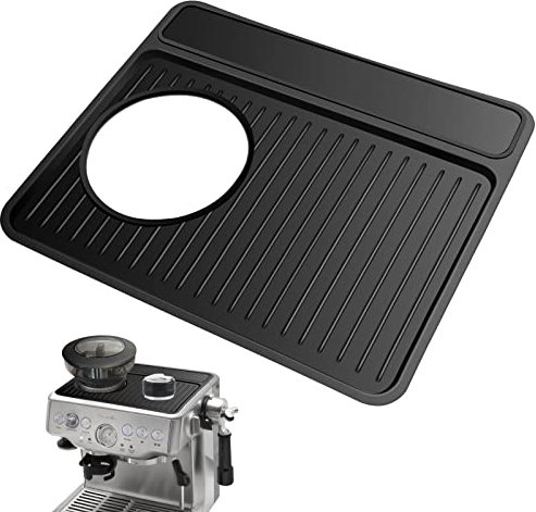 NOTSEK Kaffeematte für Sage 870/875/880, Rutschfest Silikonmatte kaffeemaschine Unterlage Espresso Mat, Wasserdicht Hitzebeständig Coffee Mat für Sage Barista Express Zubehör (Schwarz)