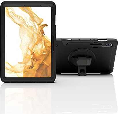 Galaxy Tab S8 Standing Case | CTA Durable Samsung Tablet Case, Lightweight, Shock Absorption, Scratch Protecting | W/ S Pen Holder & Rotatable Grip | for Galaxy Tab S7 & S8 11 Inch (PAD-PCGKS8)