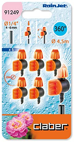 Cla ber Micro irrigatori regolabili a 360° per irrigazione a goccia, confezione da 5
