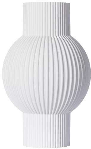 3D Vase Dekovase Bella 30cm Bodenvase Blumenvase Deko Vase Pampasgras Trockenblumen (Weiß)