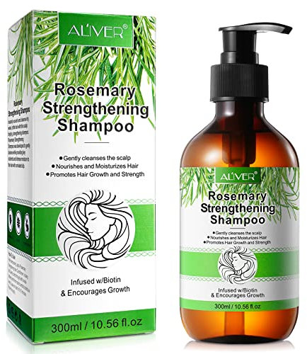 Rosmarin Shampoo 300ml mit Biotin & Rosemary Mint - Zur Reduzierung des Haarausfalls für Genährte Kopfhaut und Gesundes Haar bei Frauen und Männern