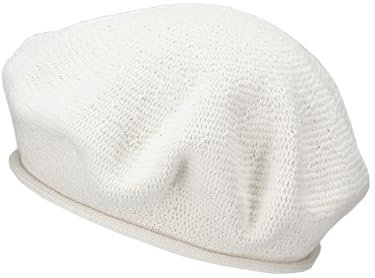 LOEVENICH Damen Baskenmütze aus Baumwolle in Bester Strick-Qualität mit modischem Rollrand (Creme)