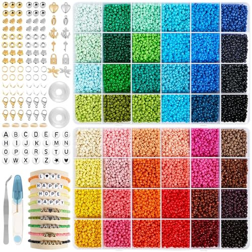 16300+ Stück Perlen für Armbänder, 3 mm Set Perlen für DIY-Armbänder mit 300 Stück Buchstabenperlen, Perlenset für die Kreation, Freundschaftsarmband Kit