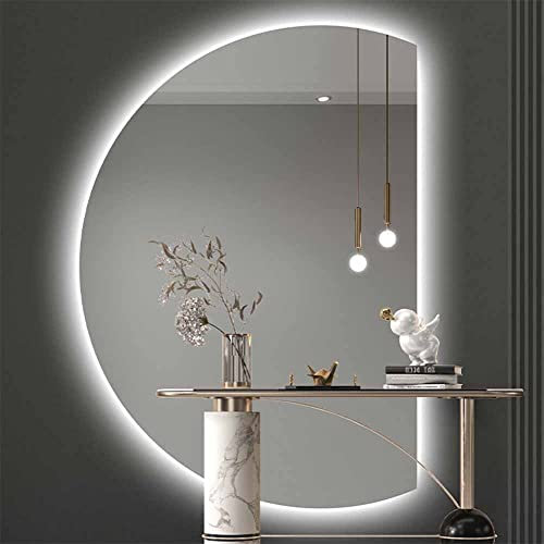 Specchio del bagno , Specchio da parete for bagno, specchio da bagno dimmerabile a 3 colori, grande specchio da parete retroilluminato, specchio decorativo a mezzaluna 30 * 43 pollici / 77 * 110 cm, s