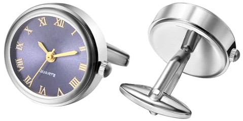 JewelryWe Herren Uhren mit Manschettenknöpfen Taschenuhr: Analog Quarz Manschettenknopfuhr Runde Römische Ziffern Zifferblatt Uhr Cufflink Watch Gold/Silber Geschenk für Männer
