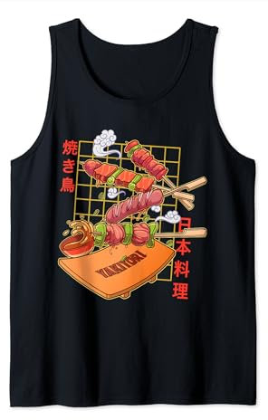 Yakitori Brochettes de poulet grillées japonaises Kanji BBQ Débardeur