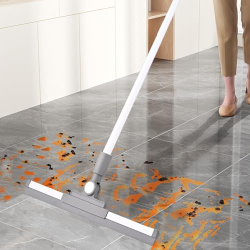 Escobilla de Goma Resistente para Exteriores, Escoba de Goma de 36 cm con Mango Largo de 136 cm para Limpiar Garaje, Patio, baño, Ducha, Vidrio, Ventana, Azulejos, hormigón, Cubierta, mármol, Agua