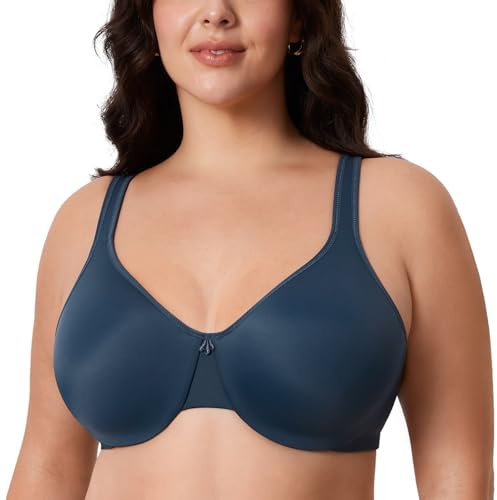 Delimira Women's Minimiser Bra Plus Size Underwired Full Cup Non Padded Seamless Support T Shirt Bra Sargasso 36D