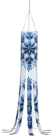 GFXEDSAH Blauer Weihnachts-Schneeflocken-Druck Windsäcke für den Außenbereich, Geister-Windsack bietet einen Spritzer saisonaler Farbe für Ihren Außenbereich