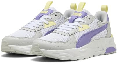 PUMA Unisex barn Trinity Lite Jr sneakers, Puma White Lavender Alert Glacial Grå, 39 EU