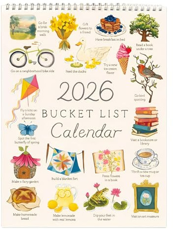 2025 Bucket List Calendar 12 Months Spiral Wire Bound Wall Calendar The Bucket List Calendar 2025 Family Calendar Thick Paper To Do List and Notes Calendar for Planning or Organizing