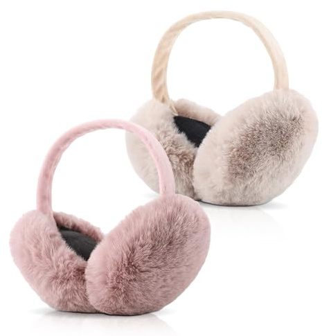 CHENKEE 2 Stück Winter Ohrenwärmer, Ohrenwärmer Damen Ohrenwärmer Damen Faltbare Winter Plüsch Ohrenwärmer Faltbare Plüsch Ohrenschützer Kunstpelz Warm Ohrenschützer für Damen Männer