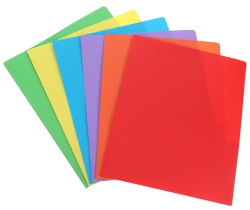 DIYEAH 6pièces Chemises Plastiques à Poches Avec Griffes Double Poche Pour Dossiers Bureau École Organisation Documents Couleurs Assorties