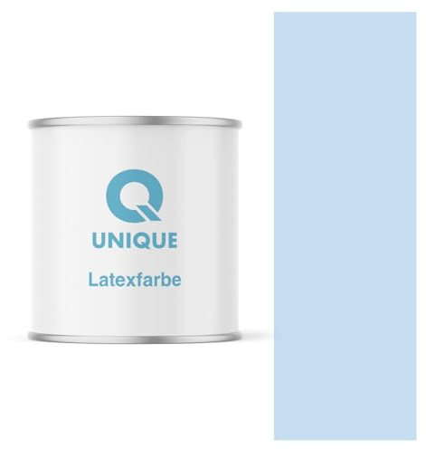 Q UNIQUE Latexfarbe 2L (ca.14m2) Hellblau Innenfarbe Wandfarbe Deckenfarbe Klasse 3 Mattfarbe Scheuerfest Hohe Deckkraft