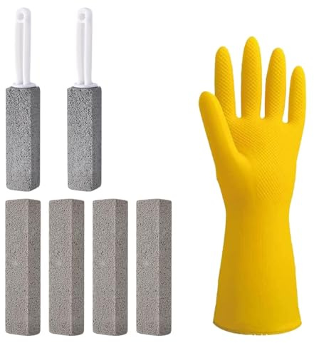 Bamyli 4 piezas piedra de limpieza y 2 piezas piedra de limpieza con apuñido para inodoros para cocina baño baño piscina con guantes de limpieza