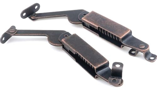 Lid Support Hinges Bronze Spring Flap Stay Hinge Left and Right Door Buffering Hinge Furniture Hardware for Wooden Chests Cabinet Sofa Box - 2.8mm Spring Wire Diameter, 1 Pair