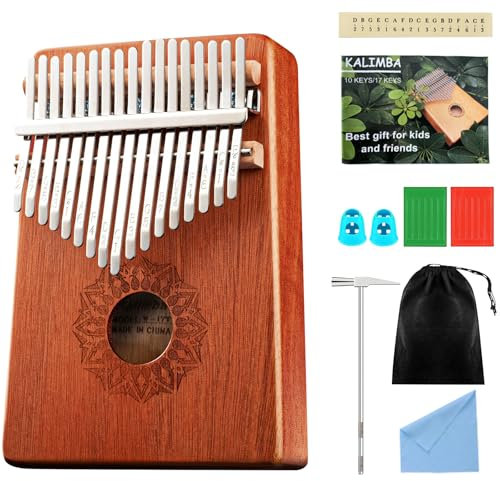 WANDGU Kalimba 17 Schlüssel: Tragbare Kalimba Mini Kalimba Daumen Klavier, Professionelle Kalimba Instrument mit Lernpaket für Kinder, Erwachsene,Erwachsene und Musikliebhaber