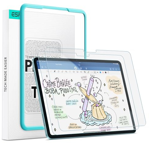 ESR 2 Stück Paper-Feel Schutzfolie für iPad Air 11 Zoll M4/M3/M2, 9H Härte | 2026/2025/2024, Schreiben und Zeichnen wie auf Papier, Panzer Schutz Glas mit Ausrichtrahmen, Matt Schreibfolie, Blendschutz