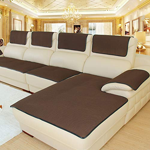 Rutschfester Sofaschoner mit Schonbezügen in verschiedenen Größen, Sektionalsofabezug und Armlehnen für Ledersofa, Dunkelbraun, 60 x 210 cm