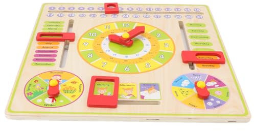 TOPINCN Alles über Heute Montessori Kids Clock Board für Frühe Bildung Holzlernmaterial über 3 Jahre