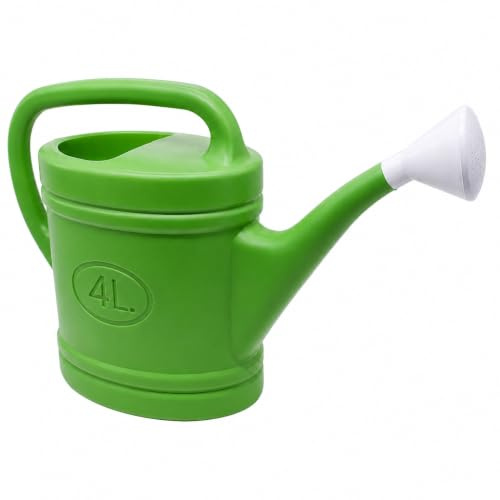 CABLEPELADO Regadera de Plástico de 4L, con Asa y Cabezal Efecto Lluvia, Regadera de Jardín para Interior y Exterior, Pico Extraíble, Verde