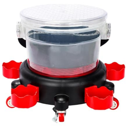 F Fityle Car Wash Bucket with Rolling Dolly Kit 15 L Clear Bucket Multipurpose Cleaning Detailing Supply 360° Swivel Caster Removable