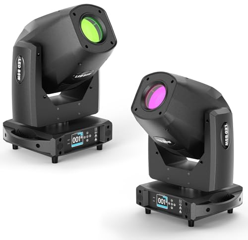 2 Piezas 250W LED Cabeza Móvil, 3 en 1 Haz/Patrón/Wash con d-mx512 Control Activación por Voz 9+1 Rueda de Color 8000K Luz Blanca para Escenario Fiesta DJ Concierto Bar