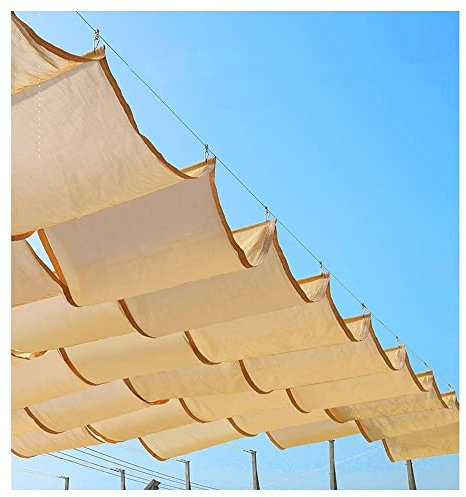XMDEUR Copertura per pergola Retrattile, Vele ombreggianti, Tenda di Ricambio per Protezione Solare con ferramenta in Acciaio Inossidabile per Tenda da Sole da Esterno, Patio, Veranda, terrazza.