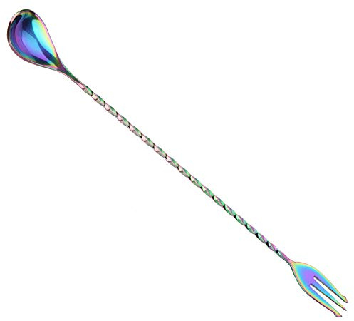 WPKD BLUEIY Cuillère à cocktail en acier inoxydable, 1 outil de mélange de boissons avec long manche, cuillère de bar pour café et cocktail, 30 cm de long, argenté