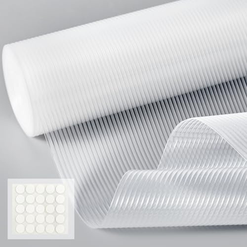 Clear Shelf Liner Non Adhesive, Non Slip EVA Drawer Liner for Kitchen Cabinets, Waterproof Cabinet Shelf Liner for Wire Shelves, Refrigerator & Drawer – White Transparent Grip Liner,12 x 120