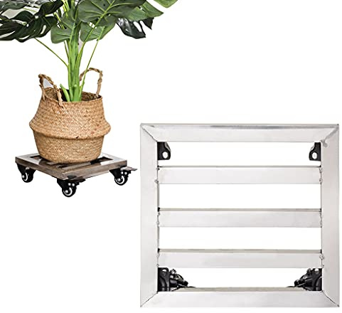 Rolling Plant Stand with Wheels, Indoor Plant Caddy, Stainless Steel Plant Trolley, Movable Flower Pot Dolly, Potted Plant Tray (30cm/12in) for Easy Mobility