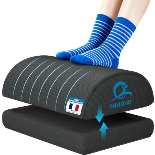 Repose-pieds ergonomique pour bureau, hauteur réglable, en mousse à mémoire de forme, lavable, confortable (noir c)