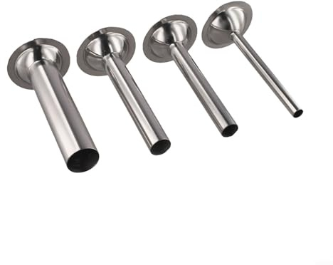 8# Sausage Funnel for Meat Grinder, Stainless Steel Sausage Stuffer Attachment, 4PCS, Mess- Sausage Filling Tool Compatible with Most Manual Electric Grinders