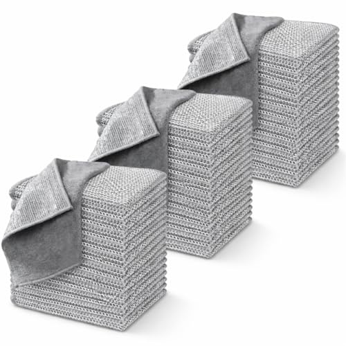 30 Stück Spültücher waschbar 20x20 cm, Spüllappen Doppelseitig (Draht & Mikrofaser), Spültuch Putzlappen Küche kratzfrei, Küchenlappen, Reinigungstücher, trocken & nass für Geschirr, Töpfe, Spüle