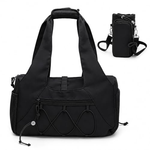 IIRC Sporttasche Damen mit Schuhfach & Nassfach – Leichte Reisetasche als Yogatasche für Fitness & Wochenende (Schwarz)