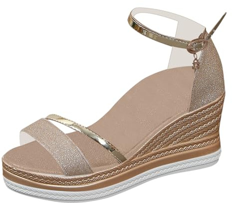 Zapatos Mujer ComoDos Vestir Cuñas Doradas Sandalias de con tacón de cuña envolvente con tiras y para mujer Chanclas Plataforma Sandalias Tacon Sandalia Cuña Comoda Tacon