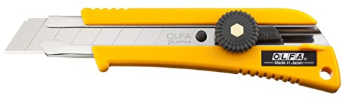 OLFA 18mm Heavy-Duty Utility Knife (L-2) - Multi-Purpose Custom Cutting Depth Precision Knife w/Rubber Inset for Increased Precision & Snap-Off Blade, Replacement Blades: Any OLFA 18mm Blade