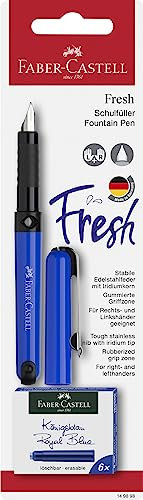 Faber-Castell 149898 - Schulfüller für Rechts- und Linkshänder, Feder: A, inklusive 6 Patronen, in rot oder schwarz / rot erhältlich, keine Auswahl möglich