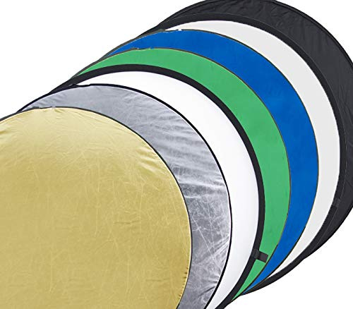 ayex 7-in-1 Faltreflektor Set Ø 56cm 22 Gold Silber Weiß Schwarz Blau Grün Diffusor mit Tragetasche