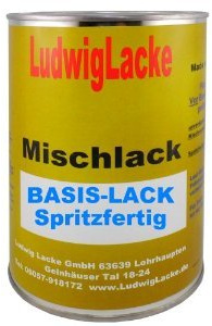 LudwigLacke Basislack für VW Satinsilber Farbcode LB7Z oder X1 oder 9973 Baujahr 1991-2007 Metallic Lack 1 Liter Basislack spritzfertig