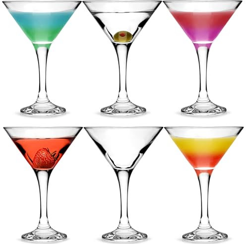 Drinkstuff Martini Glasses 175ml – Set of 6 Classic V-Shaped Cocktail Glasses for Martini, Margarita, Espresso Martini & Mocktails – Dishwasher Safe, Gift Boxed