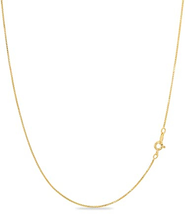 KEZEF Goldkette Damen 18K vergoldet, 925 Silber, 38-75 cm, ohne Anhänger | Venezianerkette, Boxkette, Sterlingsilber Basis, Neun Längen, Drei Farbtöne, Federringverschluss, 15 Bis 30 Zoll