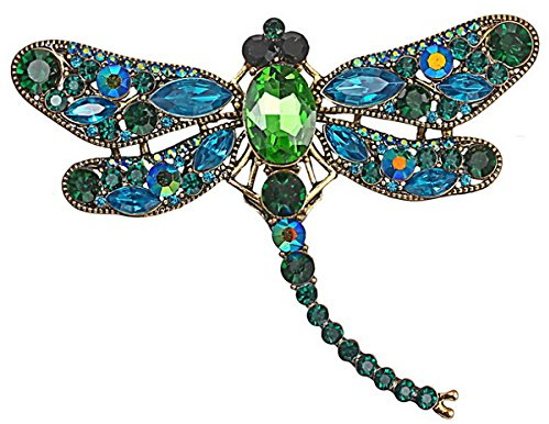 broche de la libélula de Mecool con broche de aleación de insecto volador de cristal imitado