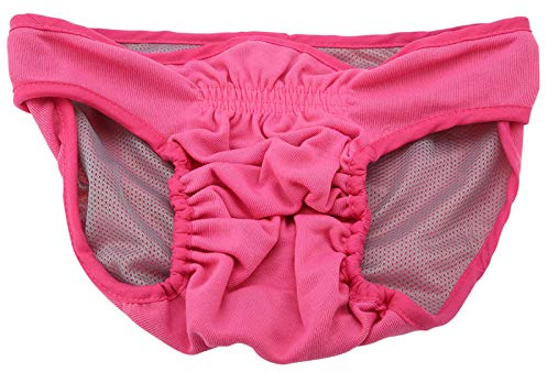 Waschbare Hundewindeln - Robuste und Wiederverwendbare Schutzhose für Hündinnen und Welpen aus Baumwolle mit Magictape (rosa M)