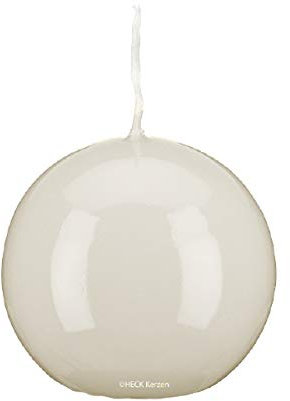 Kugelkerzen Klarlack - hochglänzend Elfenbein Ø 10 cm, 4 Stück, gelackte Kerzen, exclusive besondere Kerzen