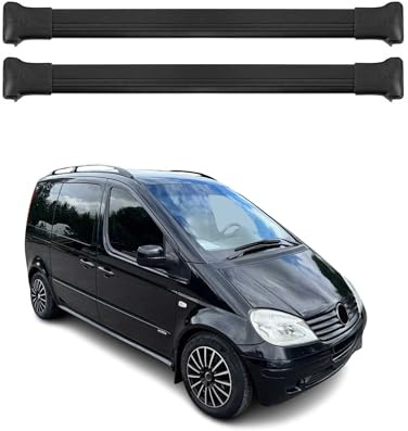 OMAC Dachträger für Mercedes Vaneo W414 2001-05 Aluminium 2-teilig Schwarz | bis 75 kg Traglast, Querträger, Grundträger